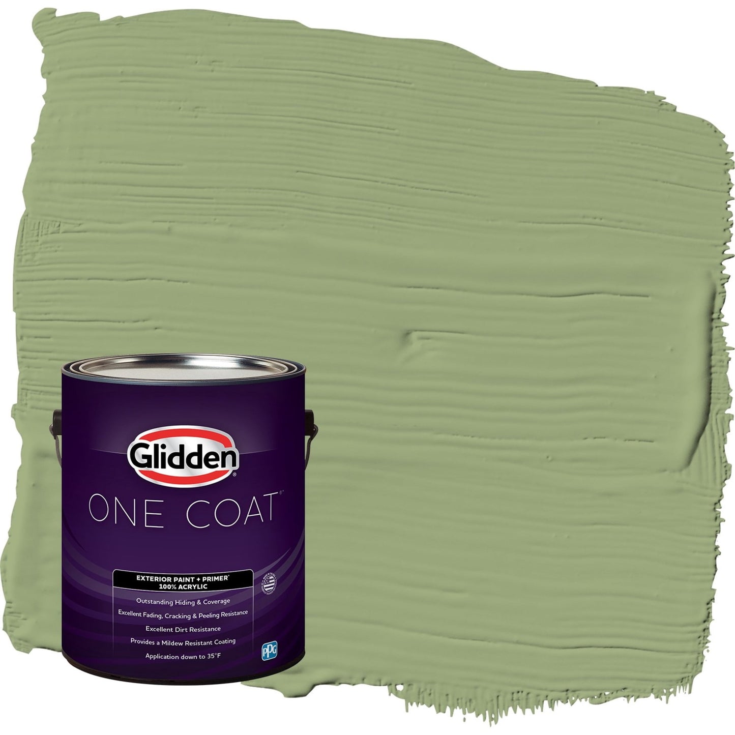 Glidden One Coat Guacamole / Green Semi-Gloss Exterior Paint with Primer, 1 Gallon