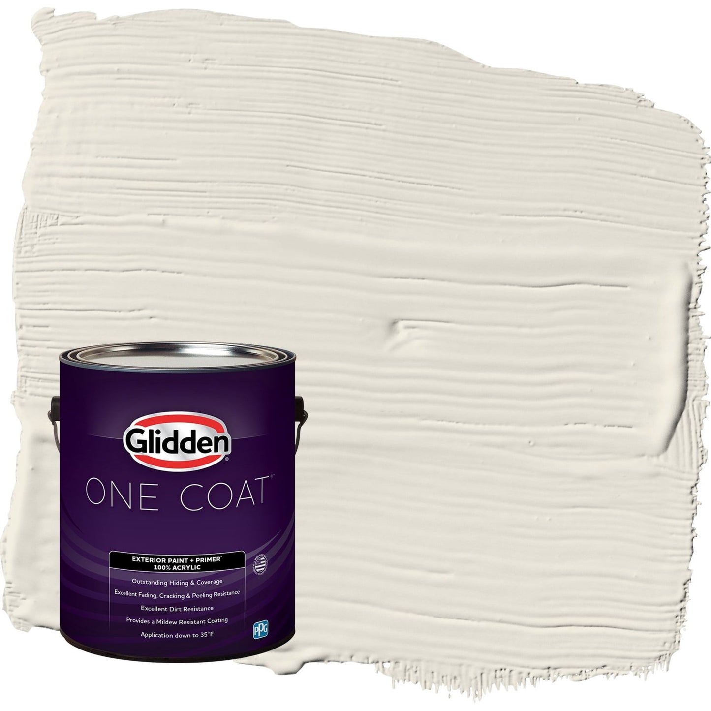 Glidden One Coat Hourglass / Off-White Flat Exterior Paint with Primer, 1 Gallon