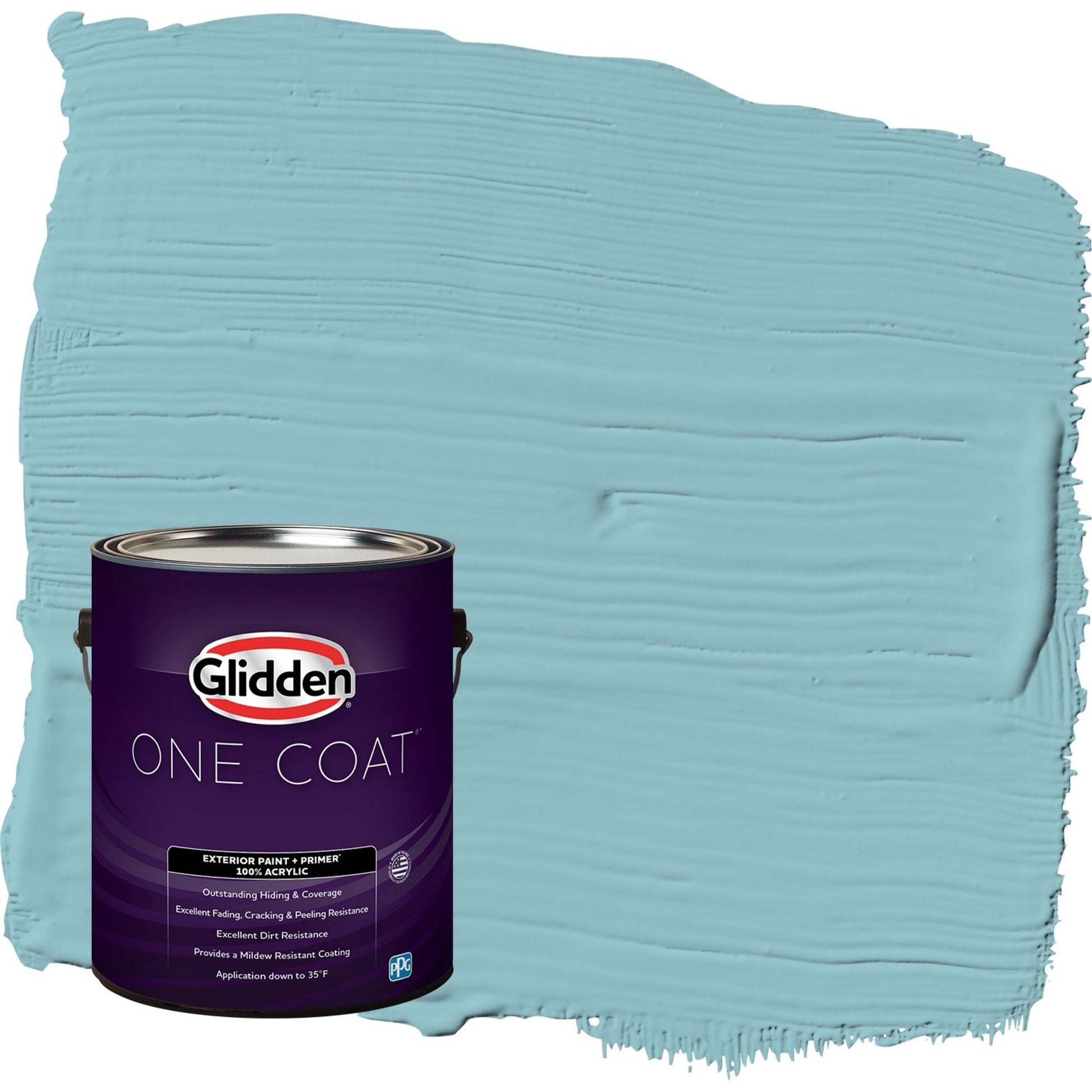 Glidden One Coat Kingston Aqua / Blue Semi-Gloss Exterior Paint with Primer, 1 Gallon