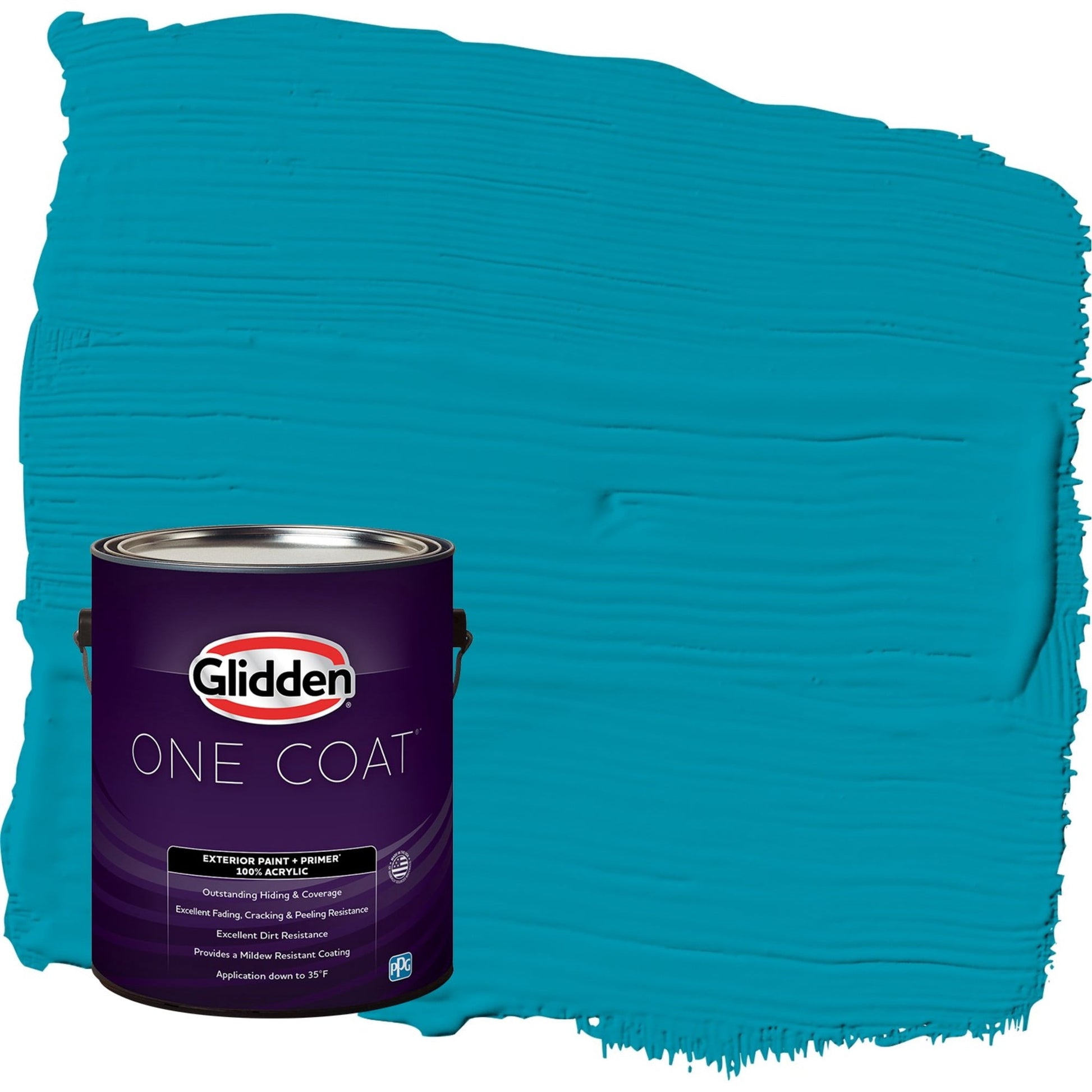 Glidden One Coat Pintura Exterior Satinada Azul MediterrÃ¡neo/azul con ImprimaciÃ³n, 1 GalÃ³n