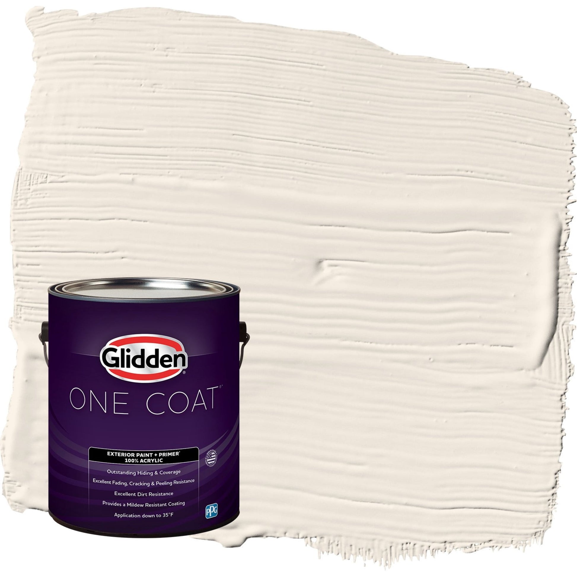 Glidden One Coat Pearls and Lace / White Flat Exterior Paint with Primer, 1 Gallon