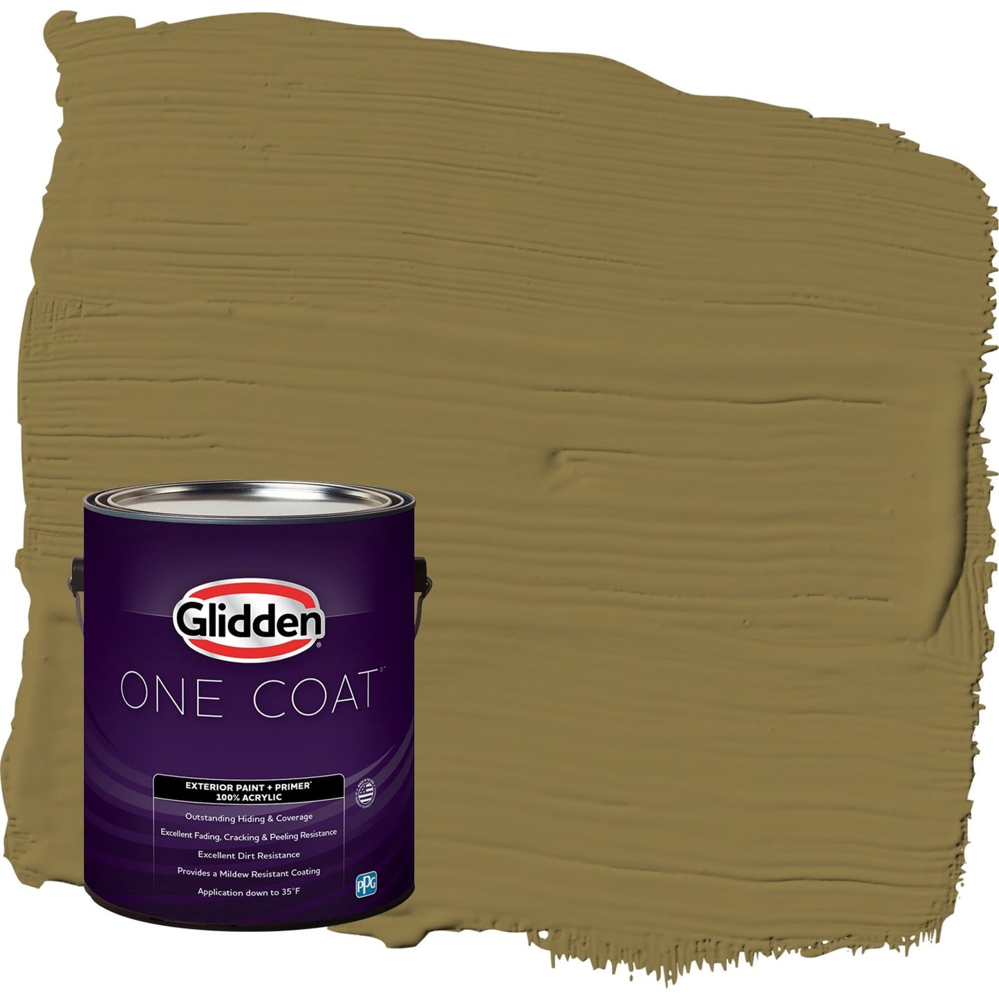 Glidden One Coat Pickled Okra / Green Flat Exterior Paint with Primer, 1 Gallon