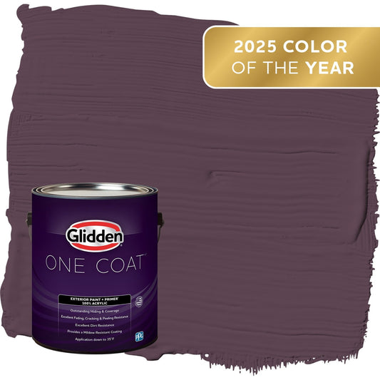 Glidden One Coat Purple Basil / Purple Semi-Gloss Exterior Paint with Primer, 1 Gallon