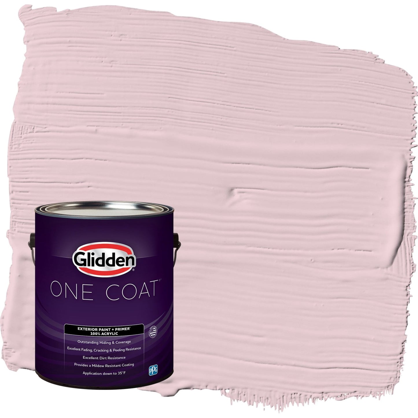 Glidden One Coat Rose Cloud / Pink Flat Exterior Paint with Primer, 1 Gallon