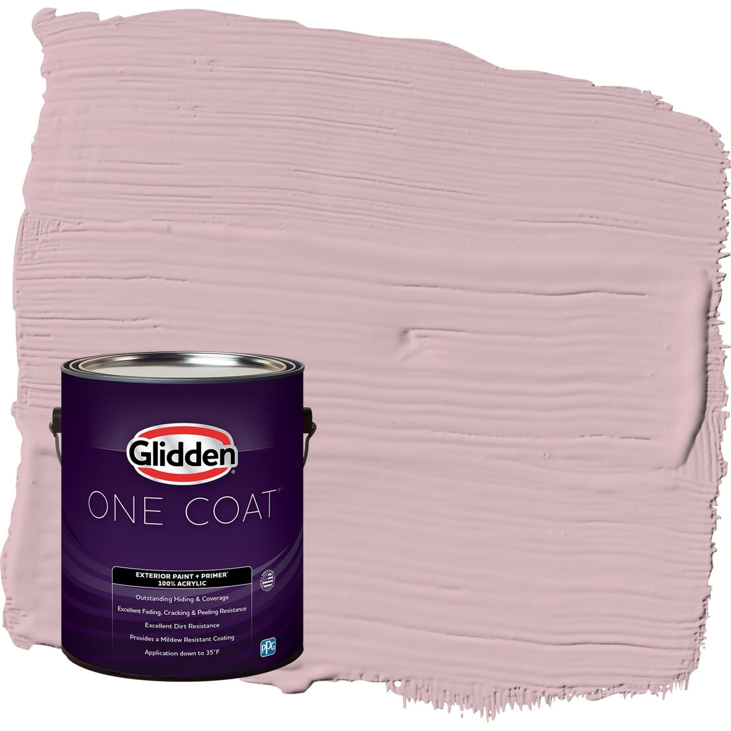 Glidden One Coat Rose Stain / Pink Flat Exterior Paint with Primer, 1 Gallon