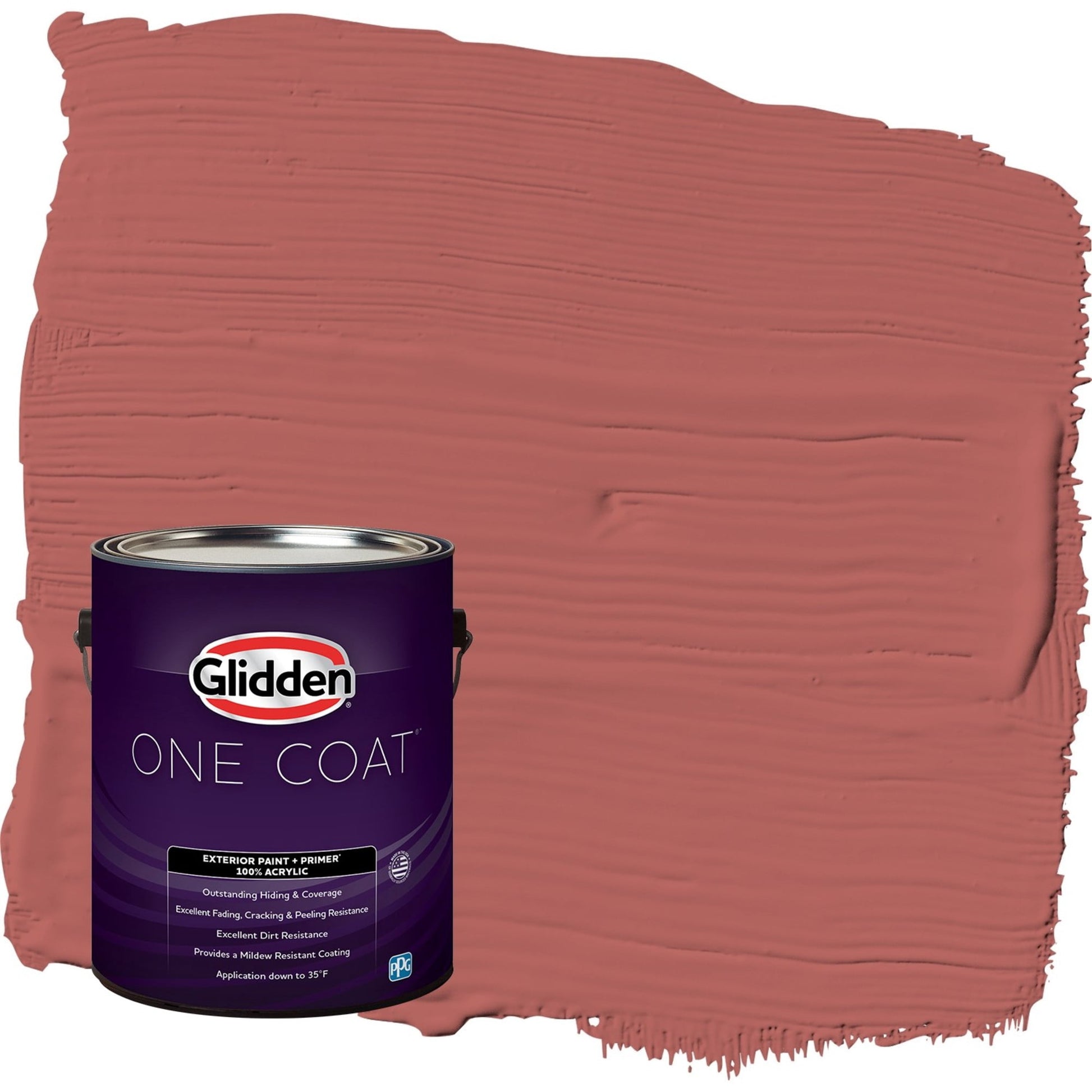 Glidden One Coat Sienna Red / Red Flat Exterior Paint with Primer, 1 Gallon