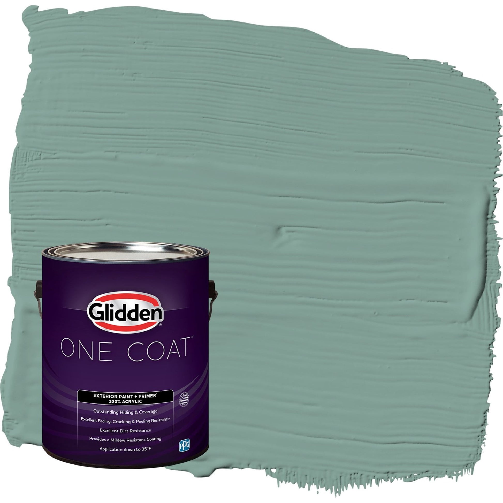 Glidden One Coat Silver Laurel / Green Flat Exterior Paint with Primer, 1 Gallon