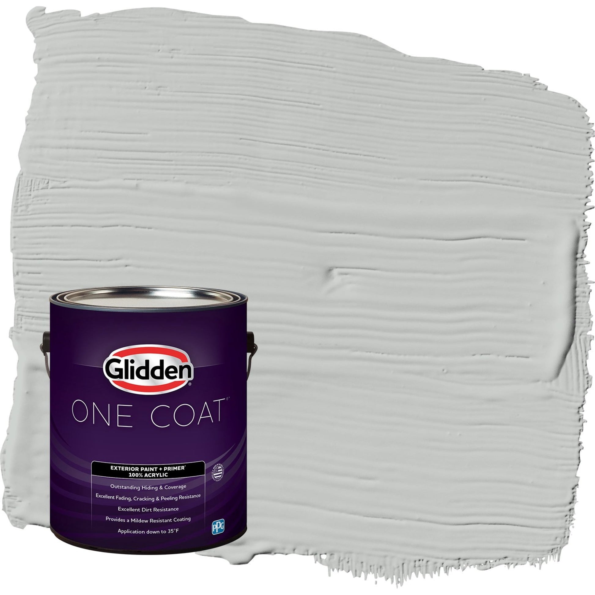 Glidden One Coat Solitary State / Gray Flat Exterior Paint with Primer, 1 Gallon