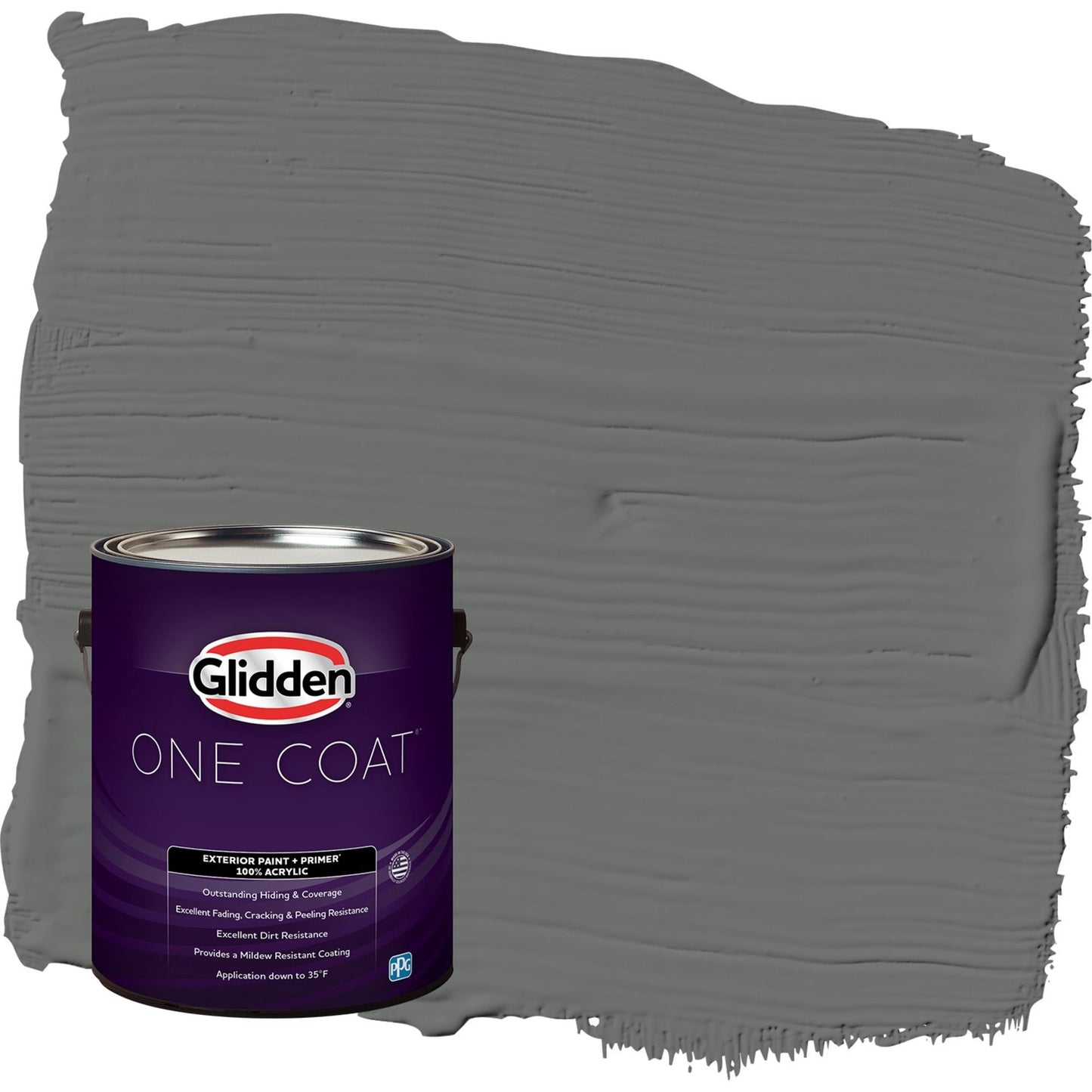 Glidden One Coat Up in Smoke / Gray Flat Exterior Paint with Primer, 1 Gallon