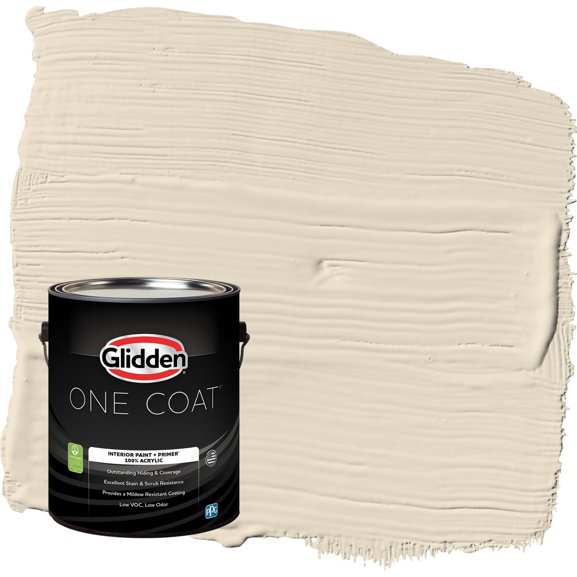 Glidden One Coat Bone White / Beige Flat Interior Paint with Primer, 1 Gallon