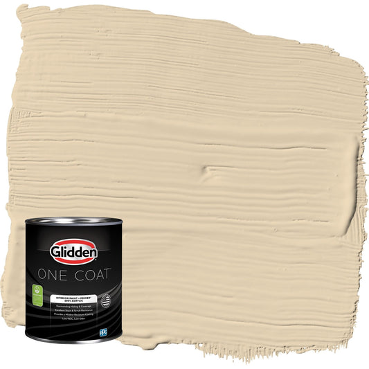 Glidden One Coat Almond Cream / Beige Flat Interior Paint with Primer, 1 Quart