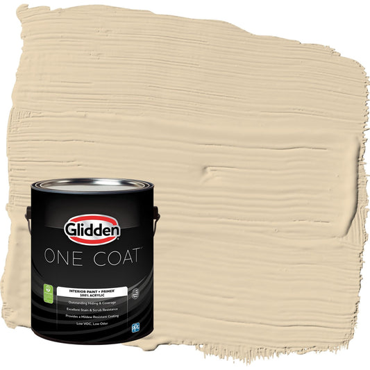 Glidden One Coat Almond Cream / Beige Flat Interior Paint with Primer, 1 Gallon