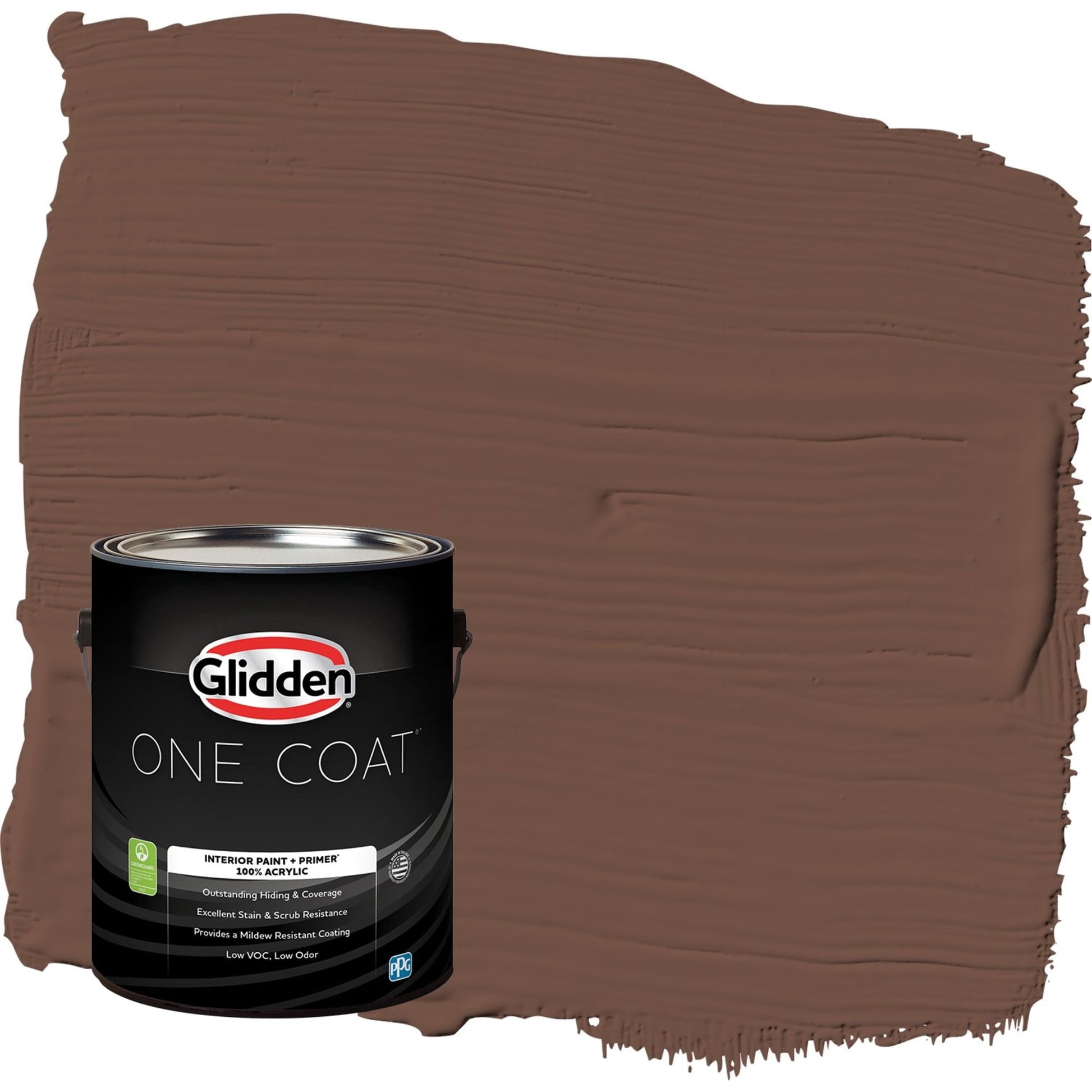 Glidden One Coat Bigfoot / Brown Flat Interior Paint with Primer, 1 Gallon