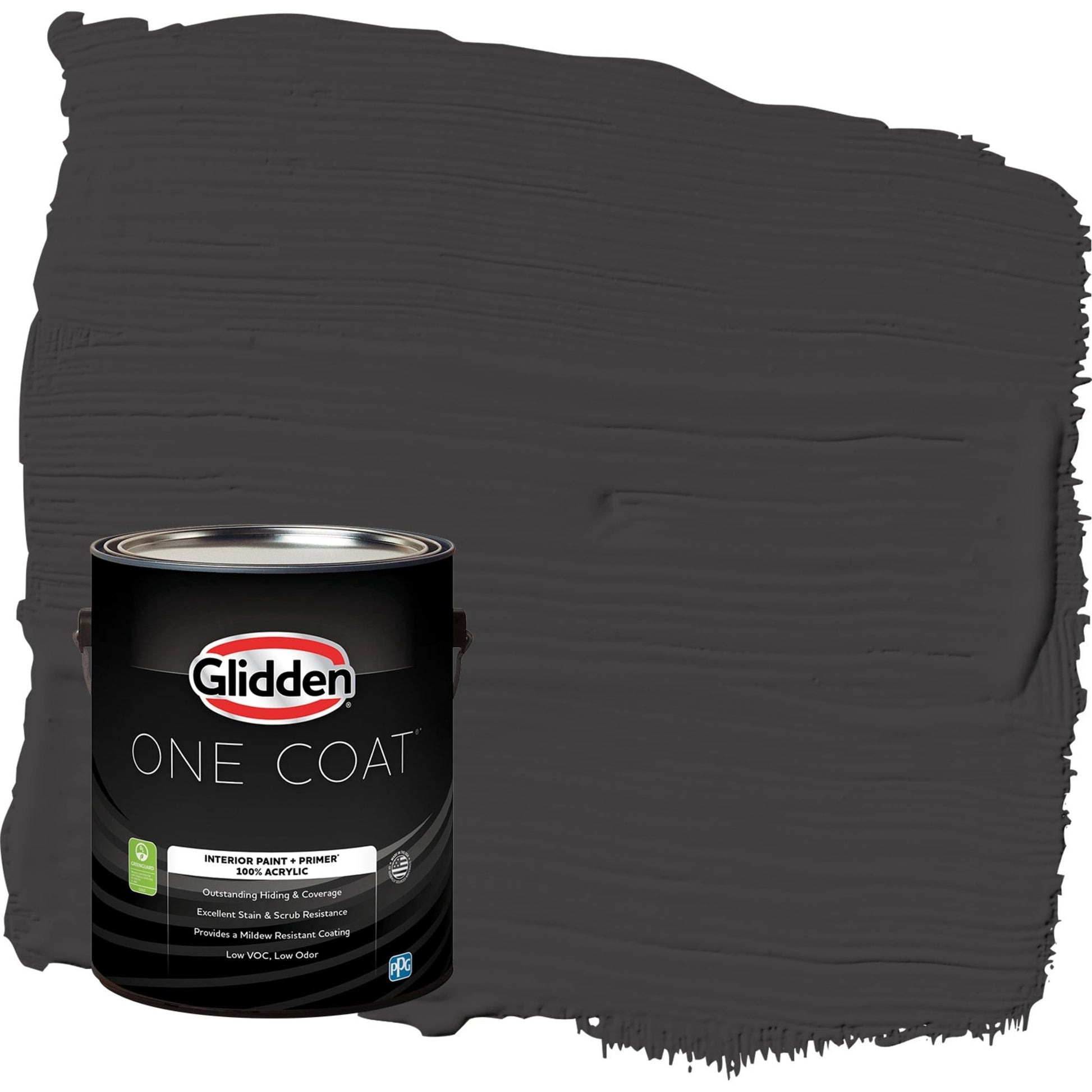 Glidden One Coat Interior Paint and Primer, Black Magic / Black, Gallon, Eggshell