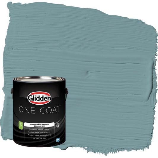 Glidden One Coat Cathedral Glass / Aqua Semi-Gloss Interior Paint with Primer, 1 Gallon