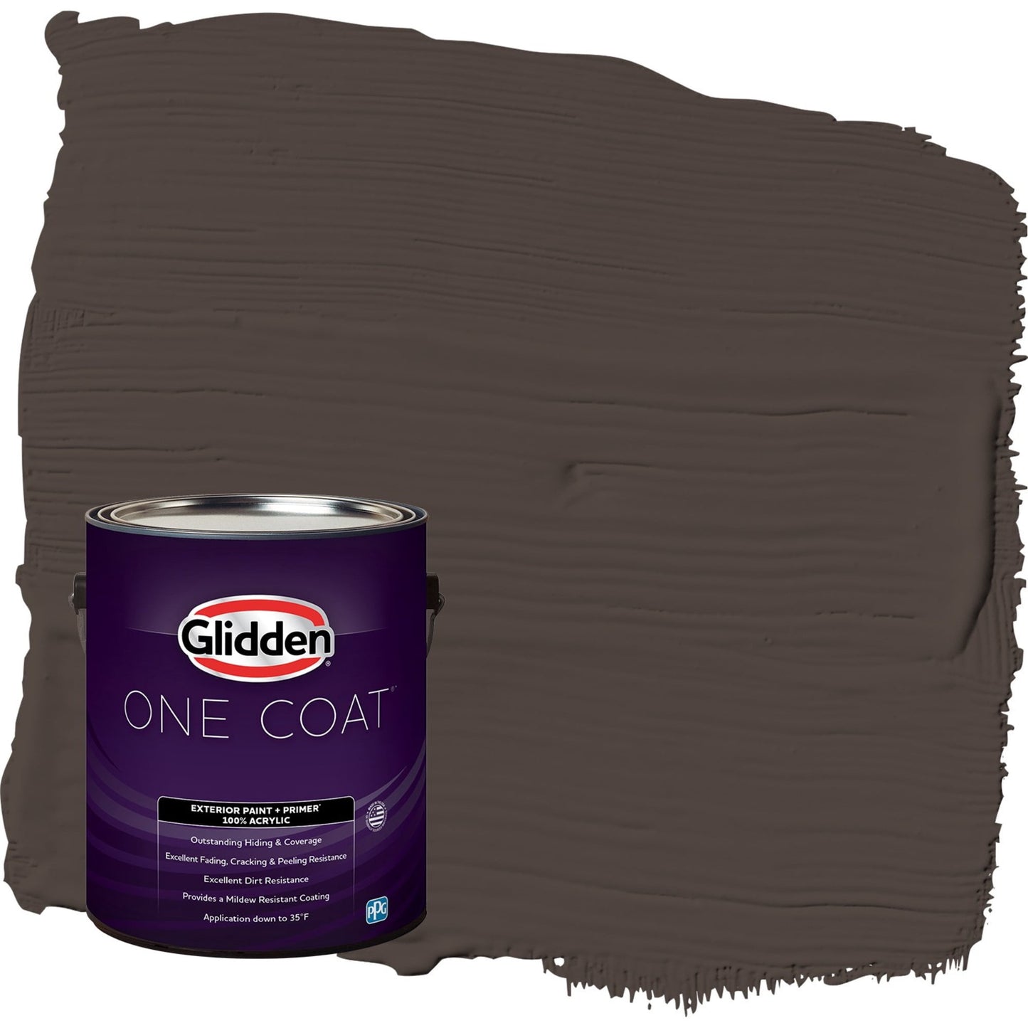 Glidden One Coat Dark Granite / Brown Eggshell Interior Paint with Primer, 1 Gallon