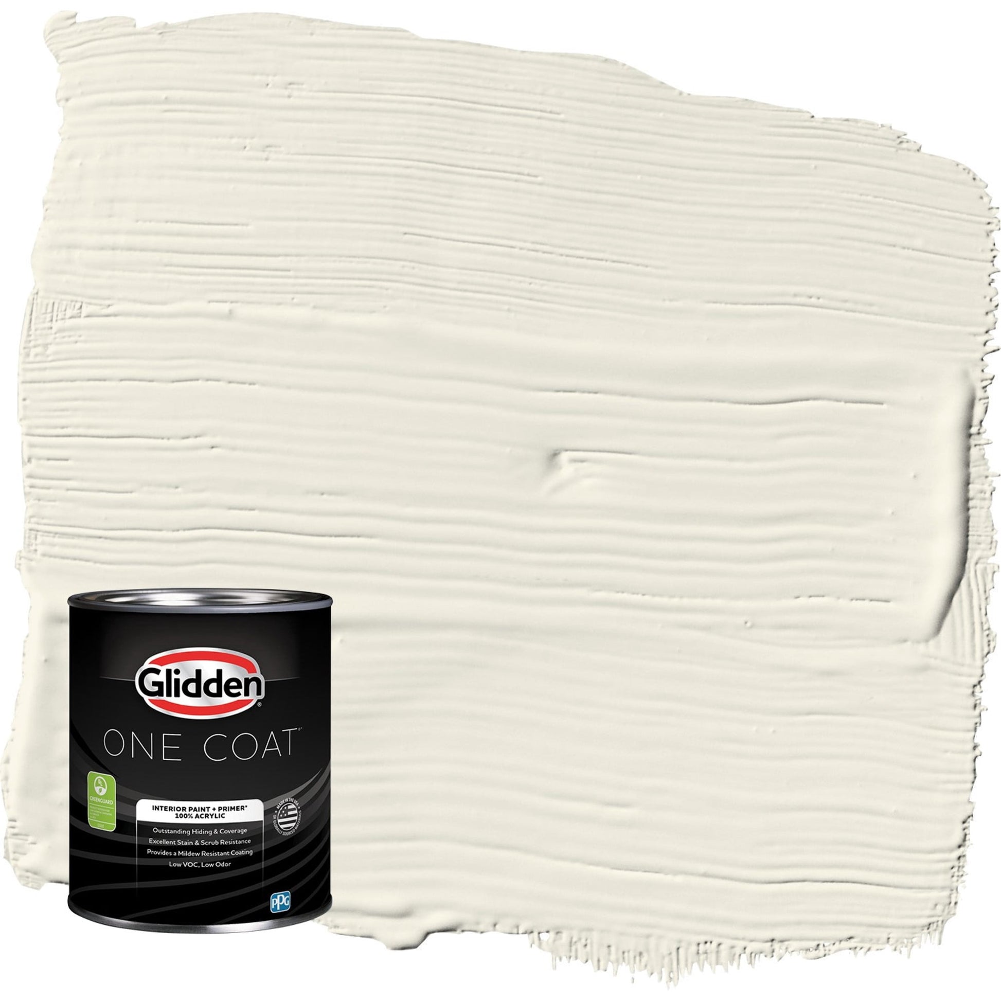Glidden One Coat Interior Paint and Primer, Enduring Ice / White, 1 Quart, Semi-Gloss
