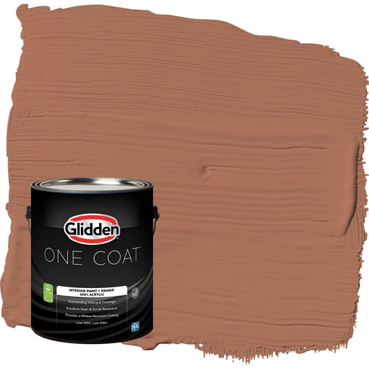 Glidden One Coat Nutmeg / Brown Semi-Gloss Interior Paint with Primer, 1 Gallon
