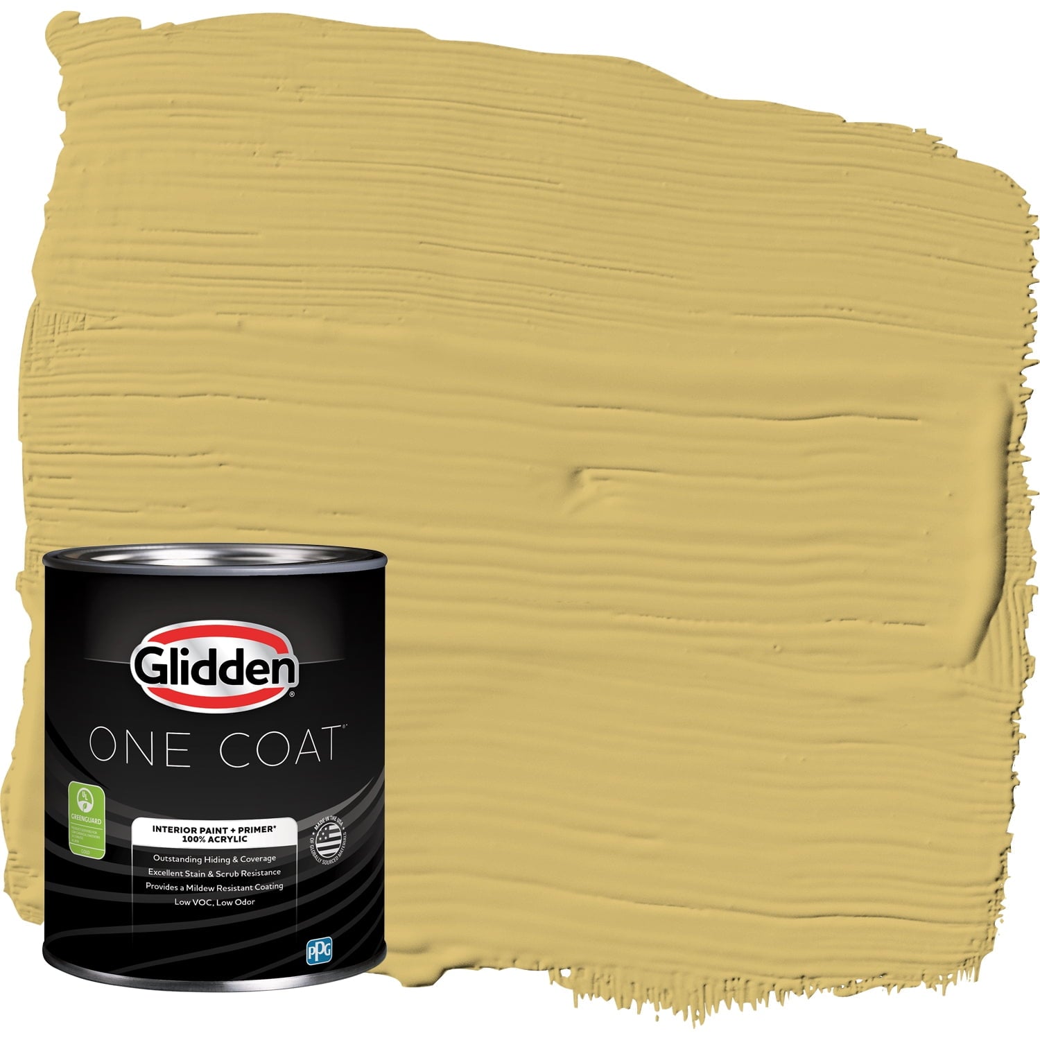 Glidden One Coat Interior Paint and Primer, Spicy Mustard / Yellow, 1 Quart, Flat