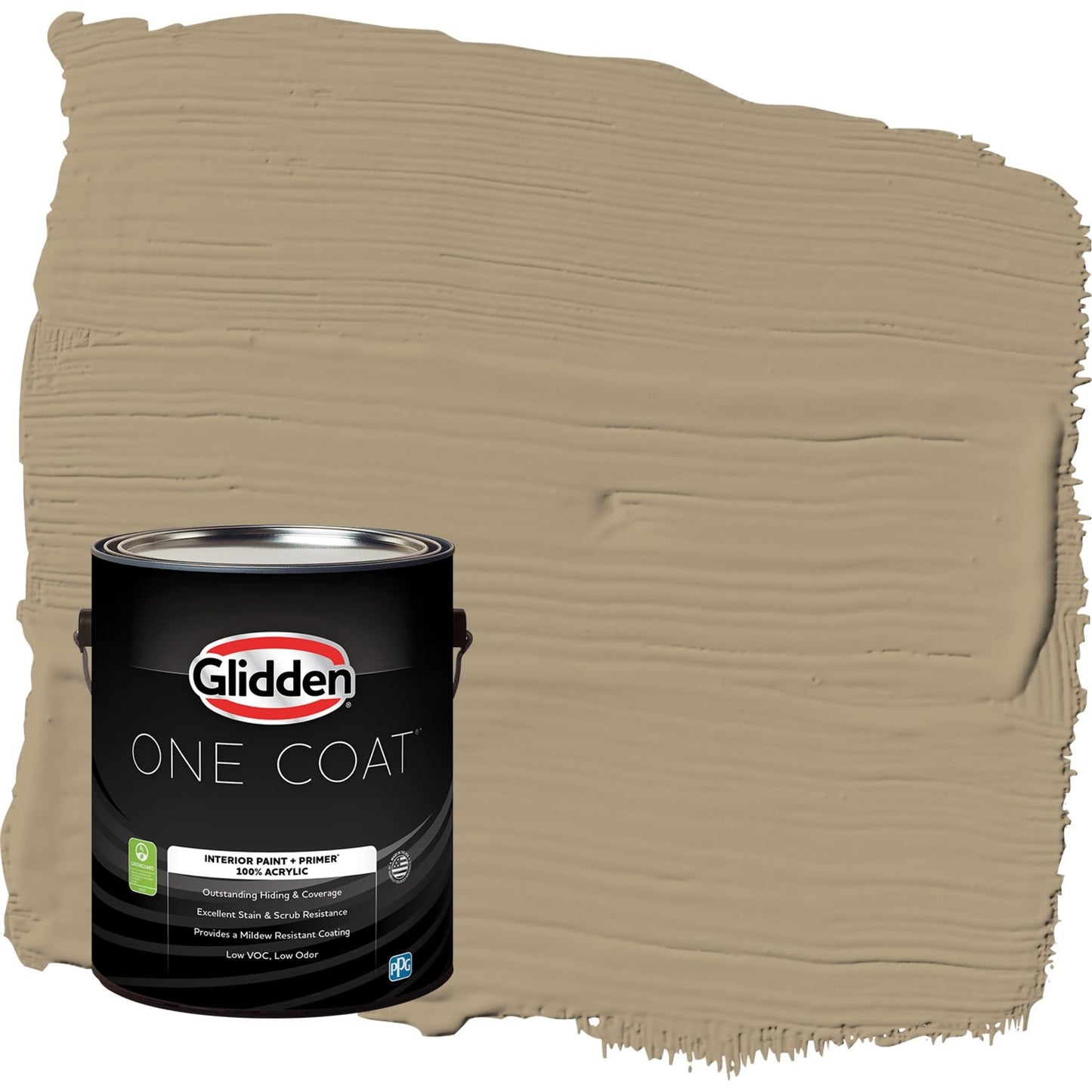 Glidden One Coat Stony Creek / Beige Flat Interior Paint with Primer, 1 Gallon