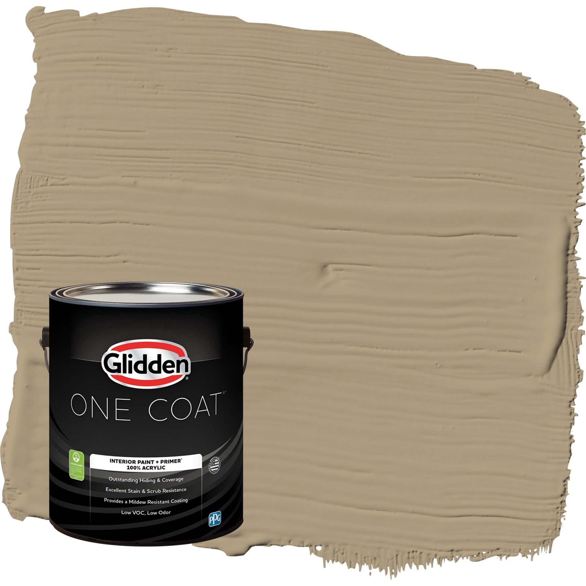 Glidden One Coat Stony Creek / Beige Flat Interior Paint with Primer, 1 Gallon