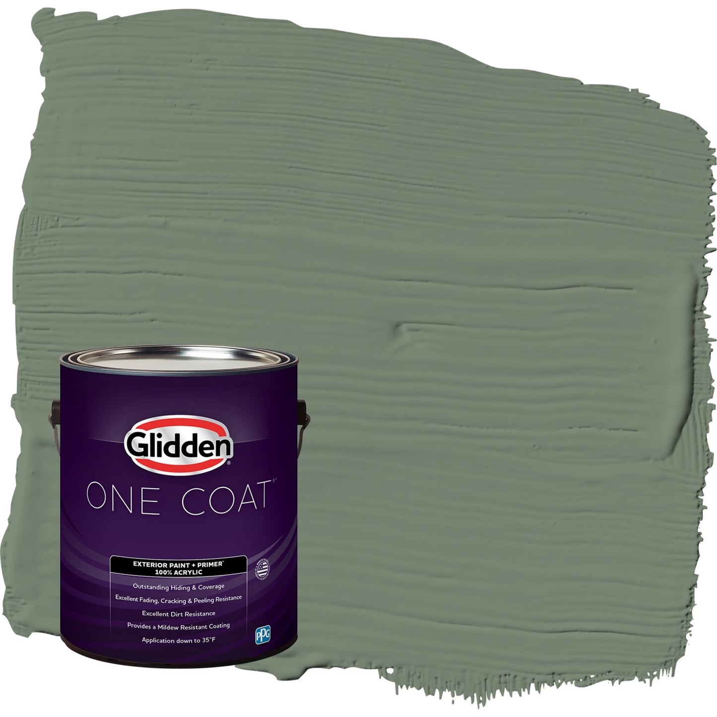 Glidden One Coat Lottery Winnings / Green Satin Exterior Paint with Primer, 1 Gallon