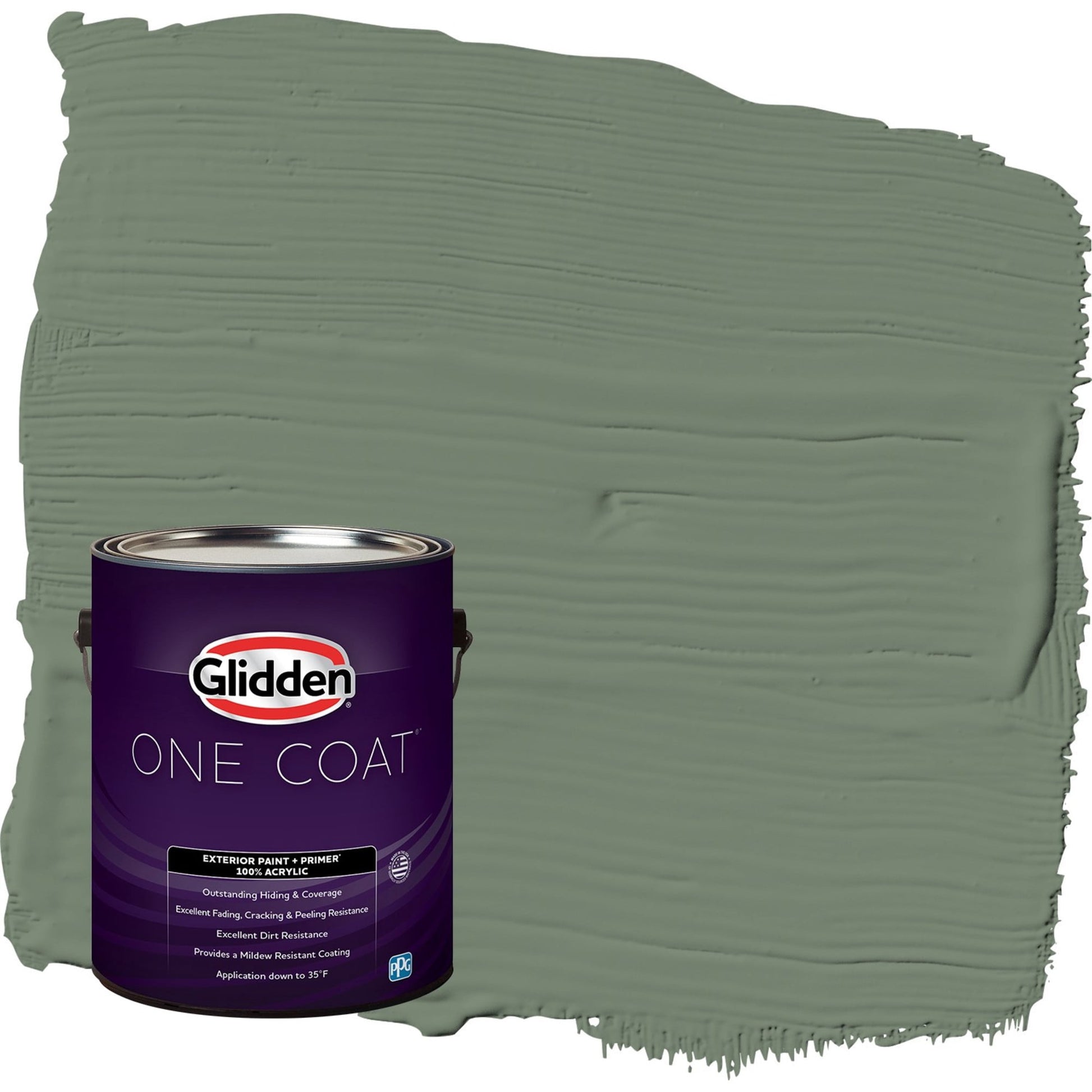 Glidden One Coat Lottery Winnings / Green Satin Exterior Paint with Primer, 1 Gallon
