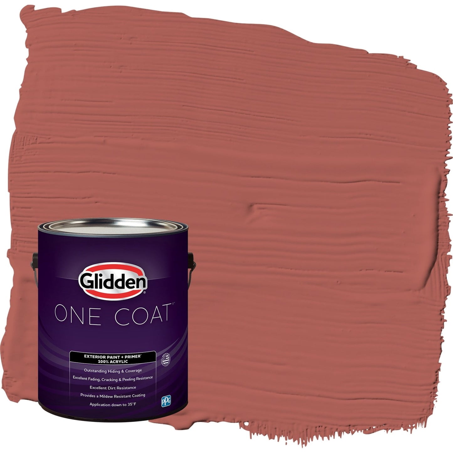 Glidden One Coat Pizza Pie / Red Flat Exterior Paint with Primer, 1 Gallon