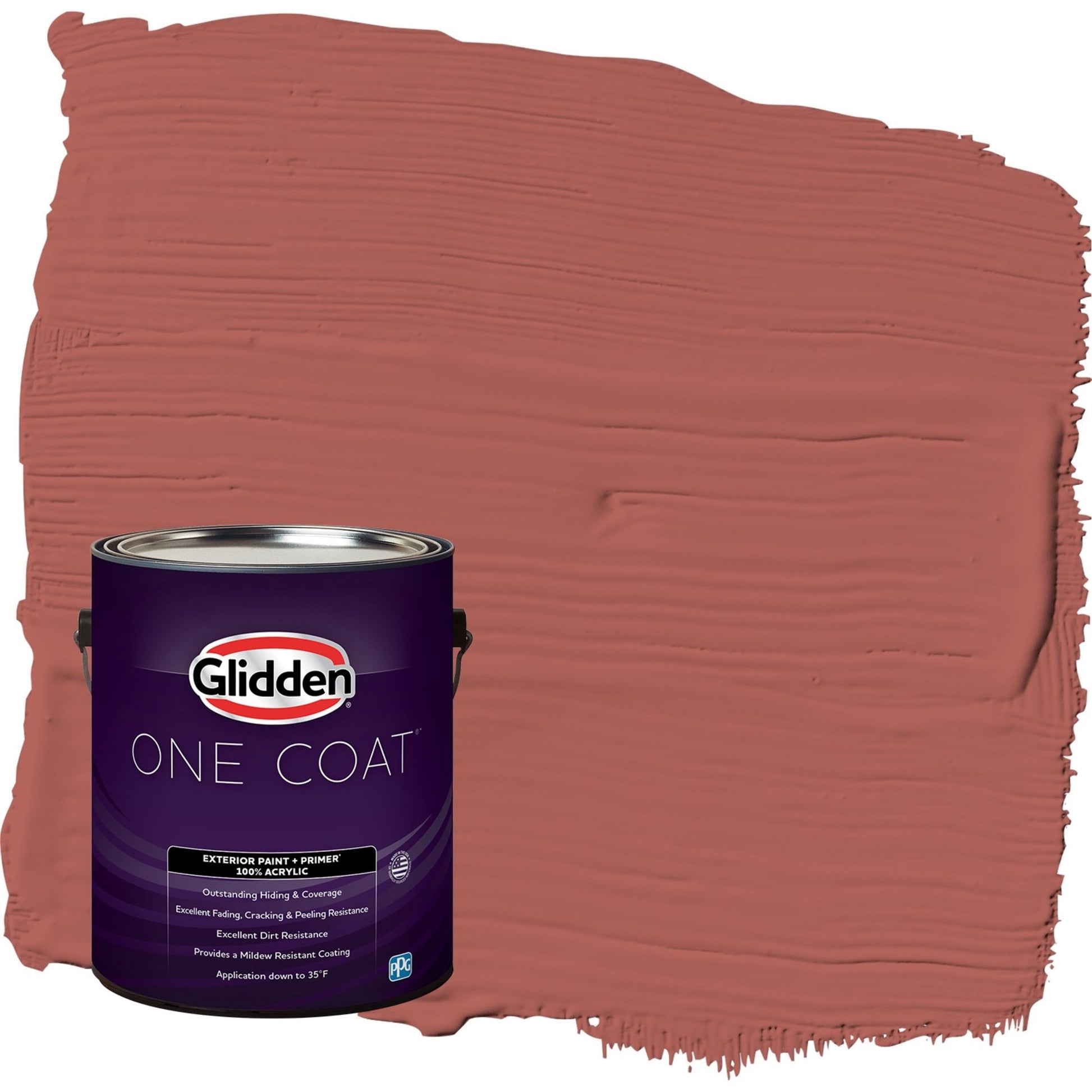 Glidden One Coat Pizza Pie / Red Satin Exterior Paint with Primer, 1 Gallon