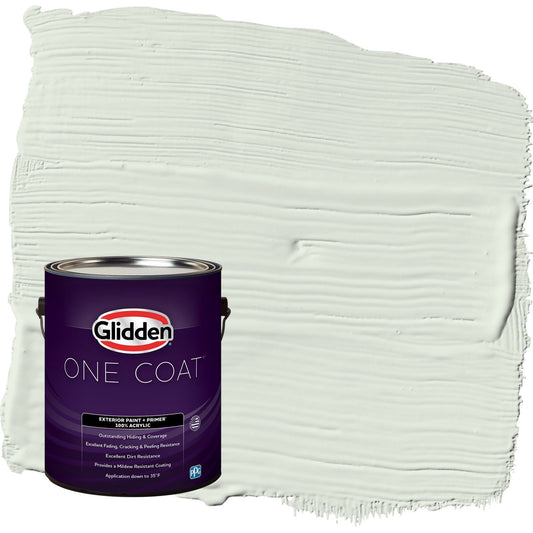Glidden One Coat Salty Breeze / Green Satin Exterior Paint with Primer, 1 Gallon
