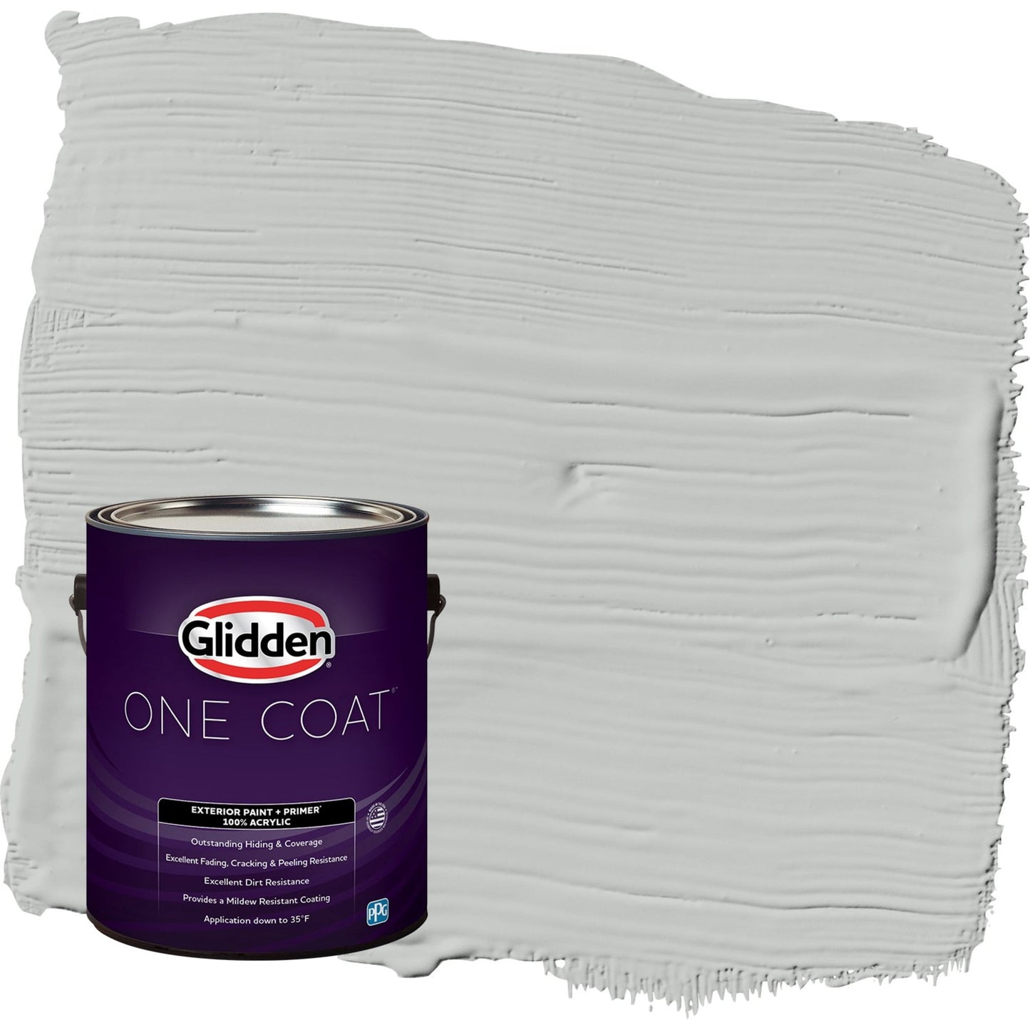 Glidden One Coat Solitary State / Gray Satin Exterior Paint with Primer, 1 Gallon
