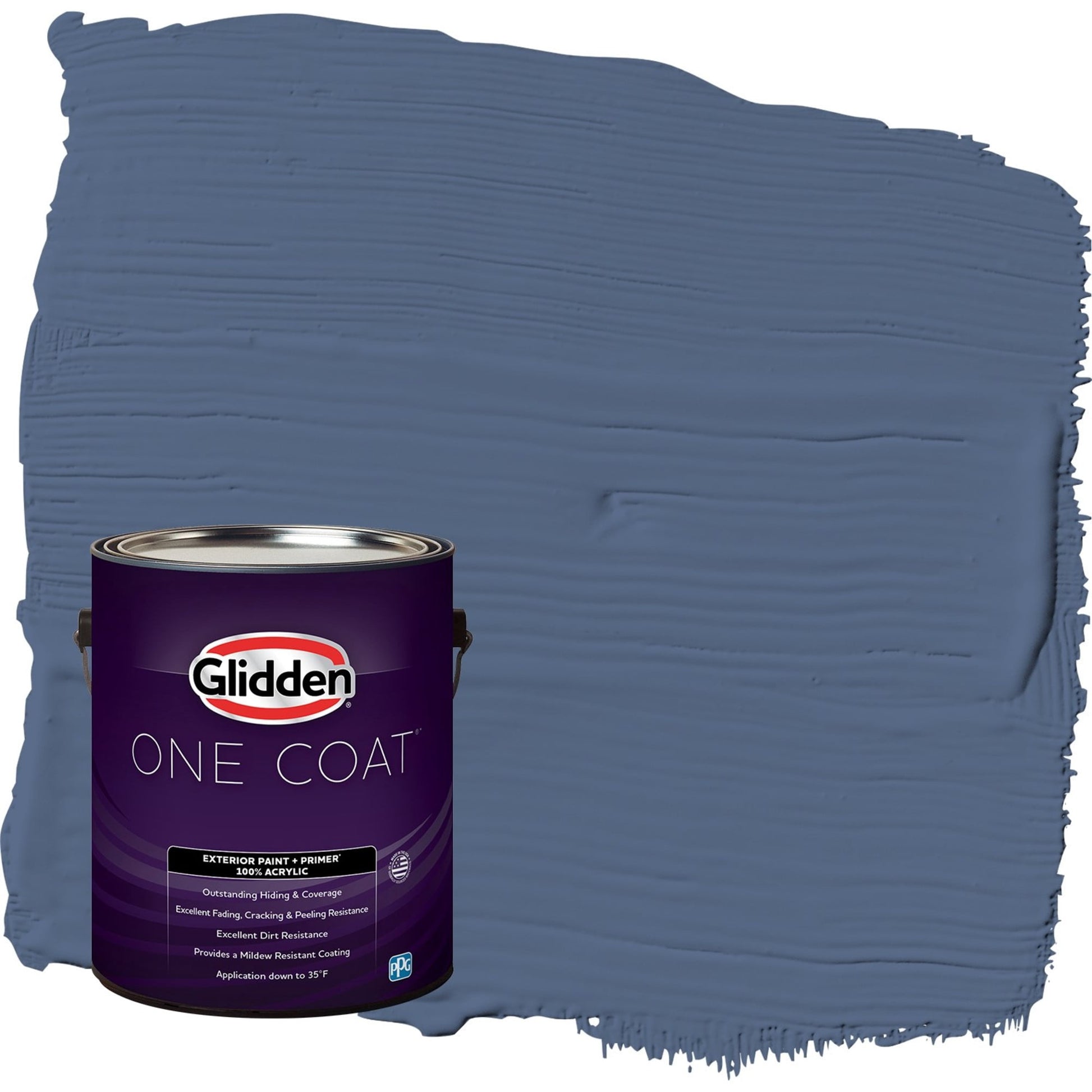 Glidden One Coat Stained Glass / Blue Satin Exterior Paint with Primer, 1 Gallon
