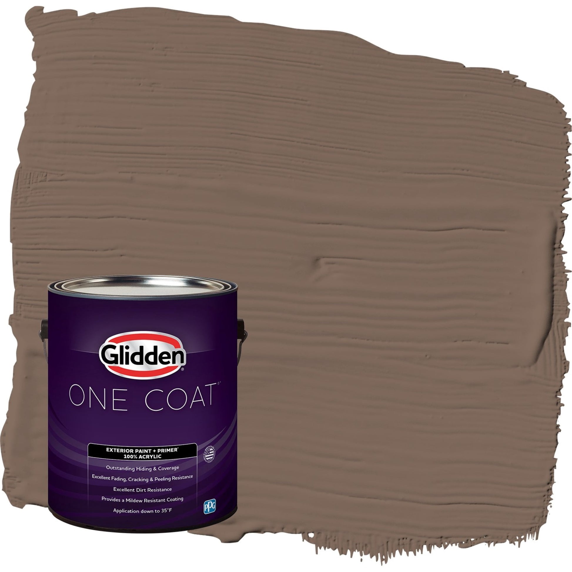 Glidden One Coat Warrior / Brown Satin Exterior Paint with Primer, 1 Gallon