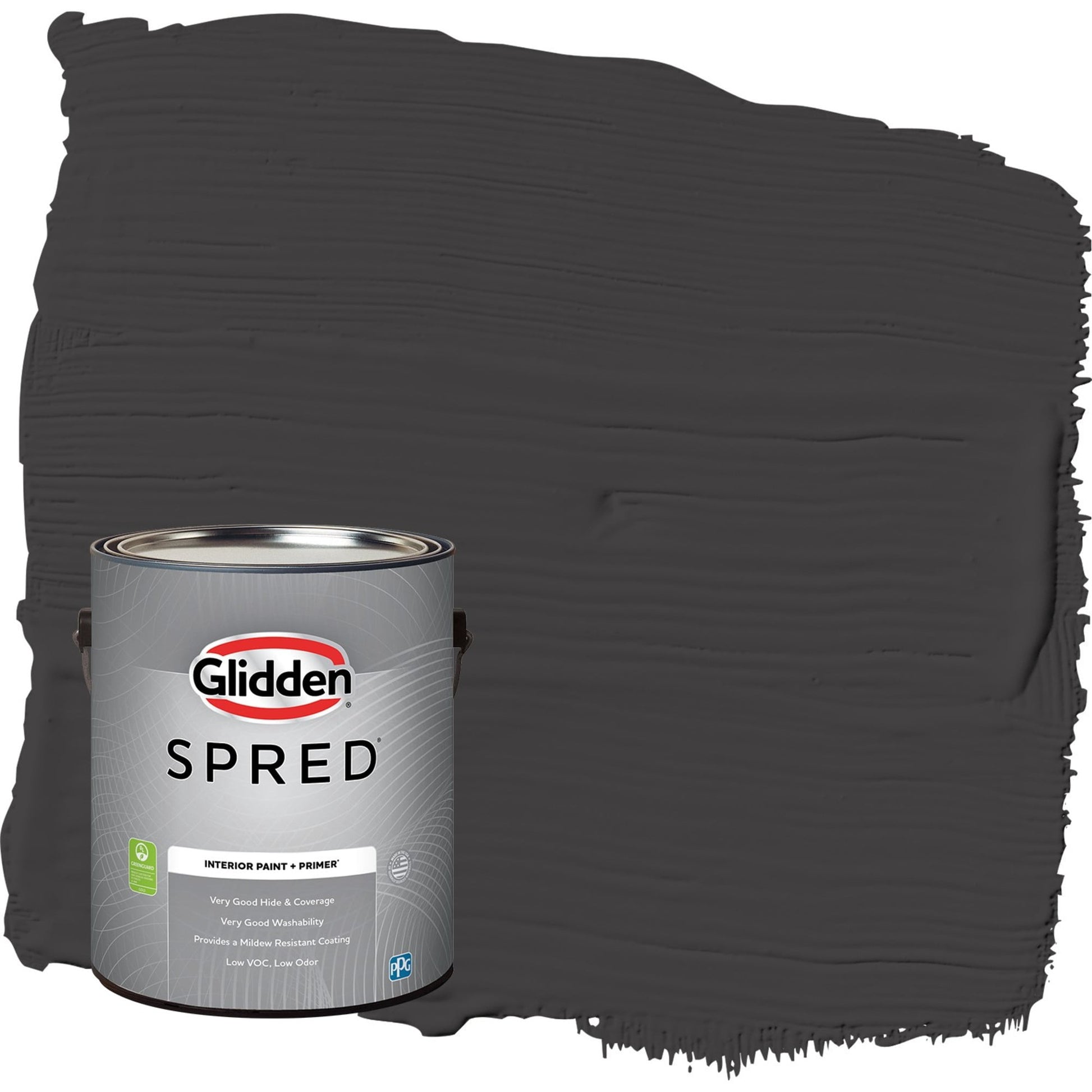 Glidden Spred Black Magic / Black Eggshell Interior Paint with Primer, 1 Gallon