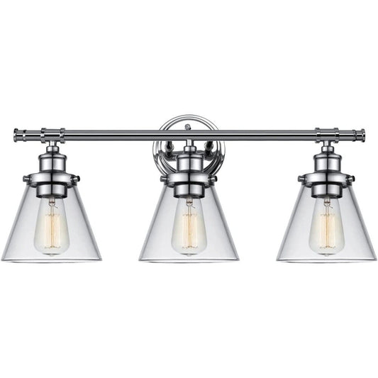 Globe Electric Parker 3-Light Chrome Vanity Light with Clear Glass Shades ,51445