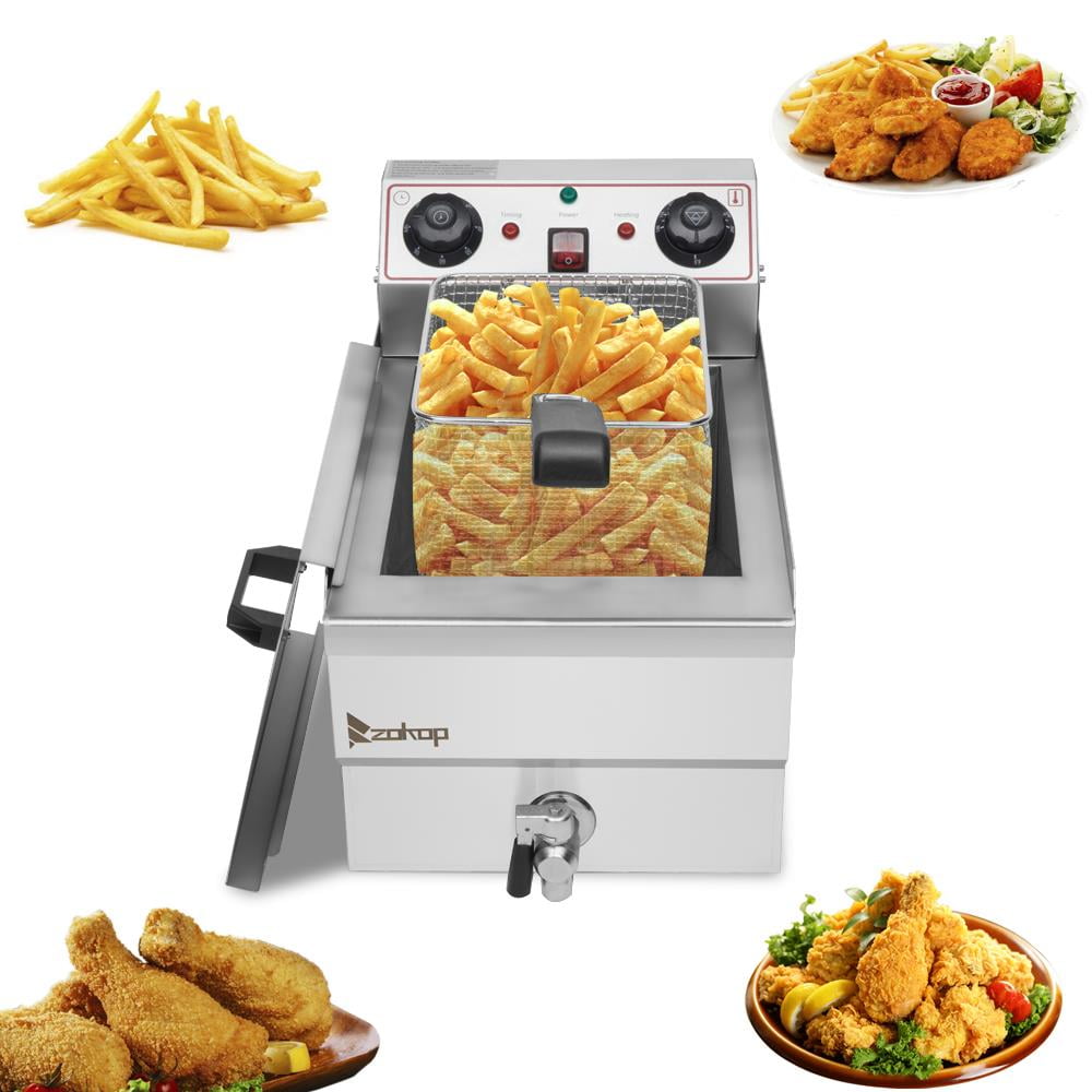 GoDecor 12.5QT Electric Stainless steel Countertop Deep Fryer Commercial Basket