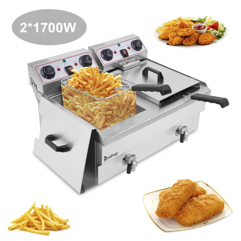 GoDecor Upgrade 16.9QT Commercial Electric Stainless Steel Deep Fryer