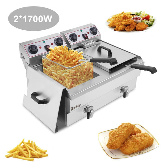 GoDecor Upgrade 16.9QT Commercial Electric Stainless Steel Deep Fryer