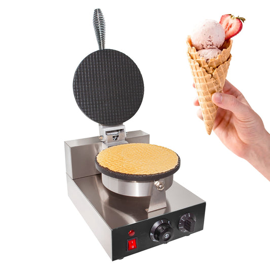 GorillaRock Waffle Cone Maker Commercial | Waffle Roll Maker | Nonstick Coating | Stainless Steel