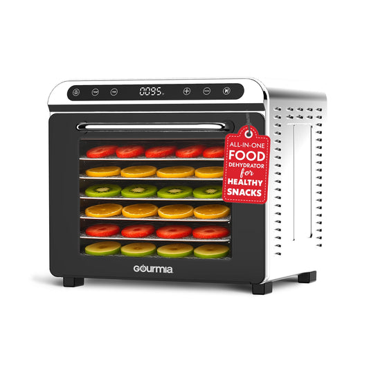 Gourmia 8-Tray Food Dehydrator – Digital, Stainless, Quiet Motor