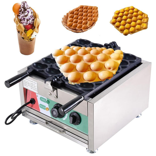 Goxfaca Commercial Waffle Maker 3000W Waffle Ball Iron Bite Maker Muffins Baking Machine Snack Equipment Bubble Skewer for Commercial Restaurant impart