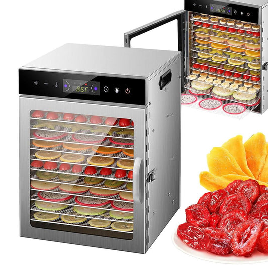 Goxfaca Dehydrator Machine Large Capacity 12 Trays Stainless Steel Food Dehydrator Machine Energy Saving Multifunctional Food Dryer with Temperature Control for Beef Yogurt responsible