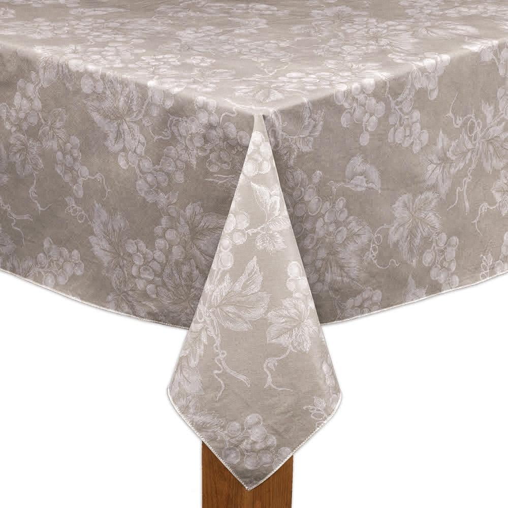 Grapevine 100% Vinyl Tablecloth 60"X120" Taupe