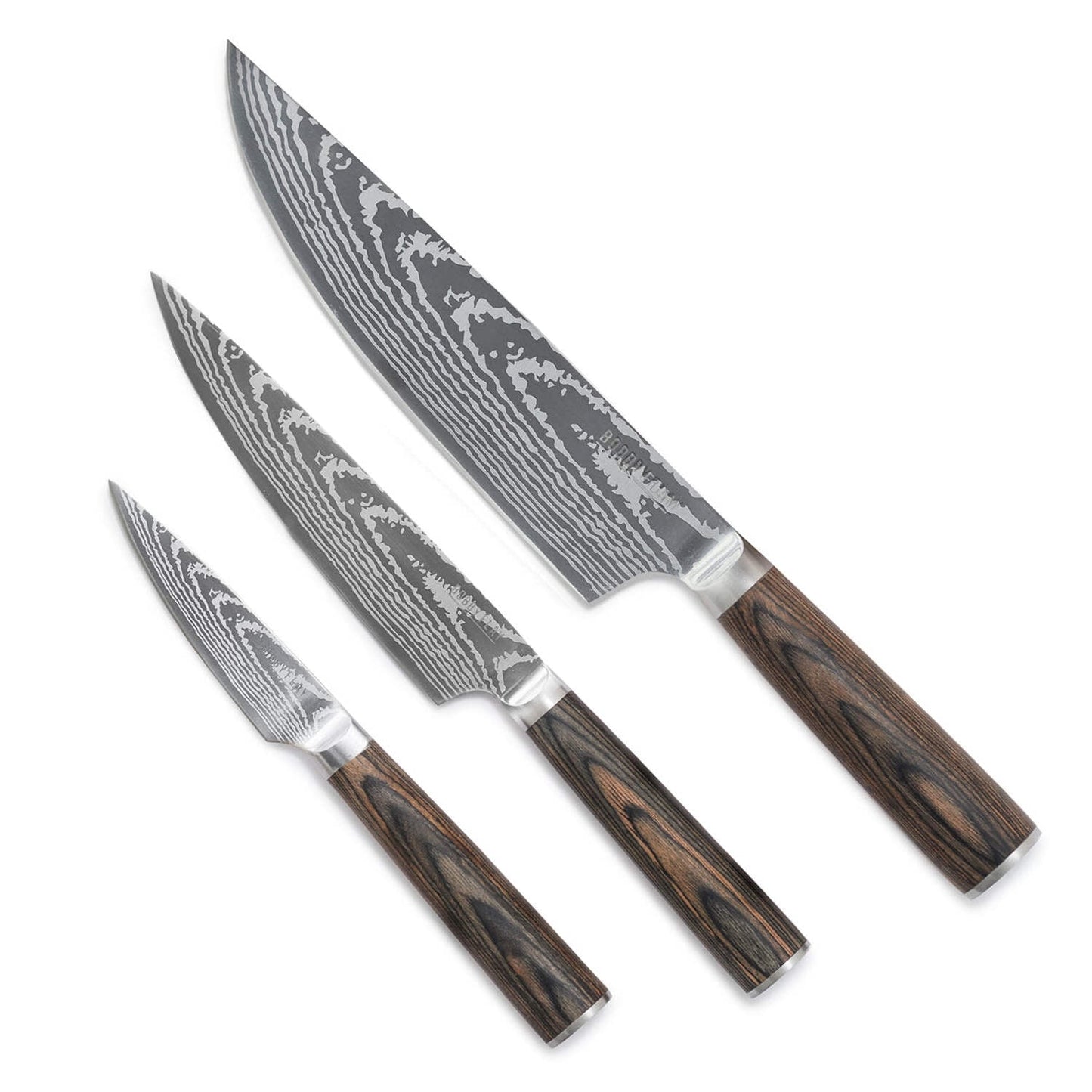 GreenPan Bobby Flay 3 Piece Knife Set, Pairing, Utility & Chefâ€™s Knife, Stainless Steel, Wood Handle
