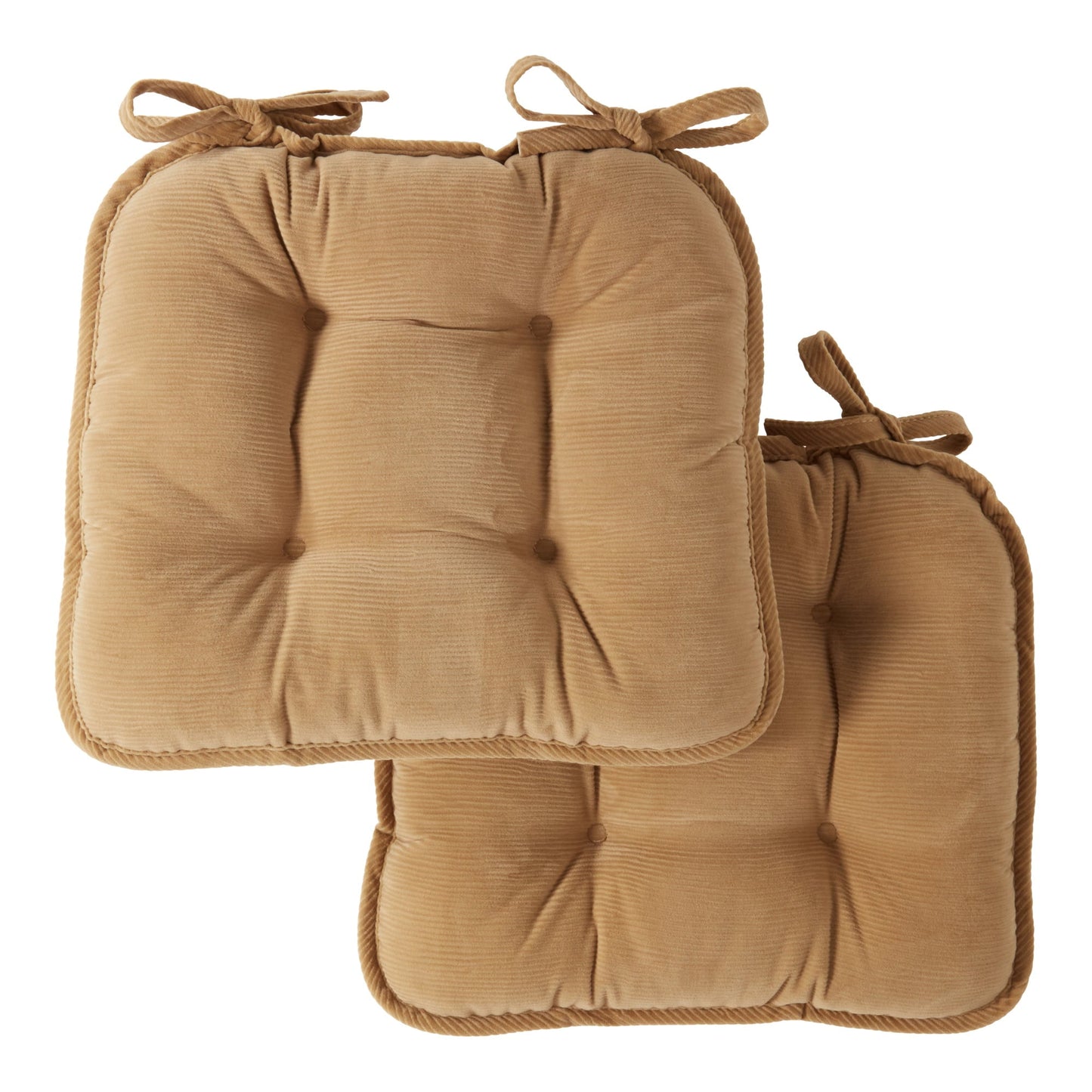 Greendale Home Fashions Indoor Reversible Corduroy Chair Pad (2-Pack), Buff