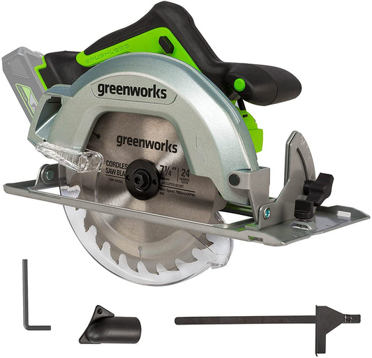 Greenworks 24V 7-1/4-inch Brushless Circular Saw, Battery Not Included, 1501202AZ