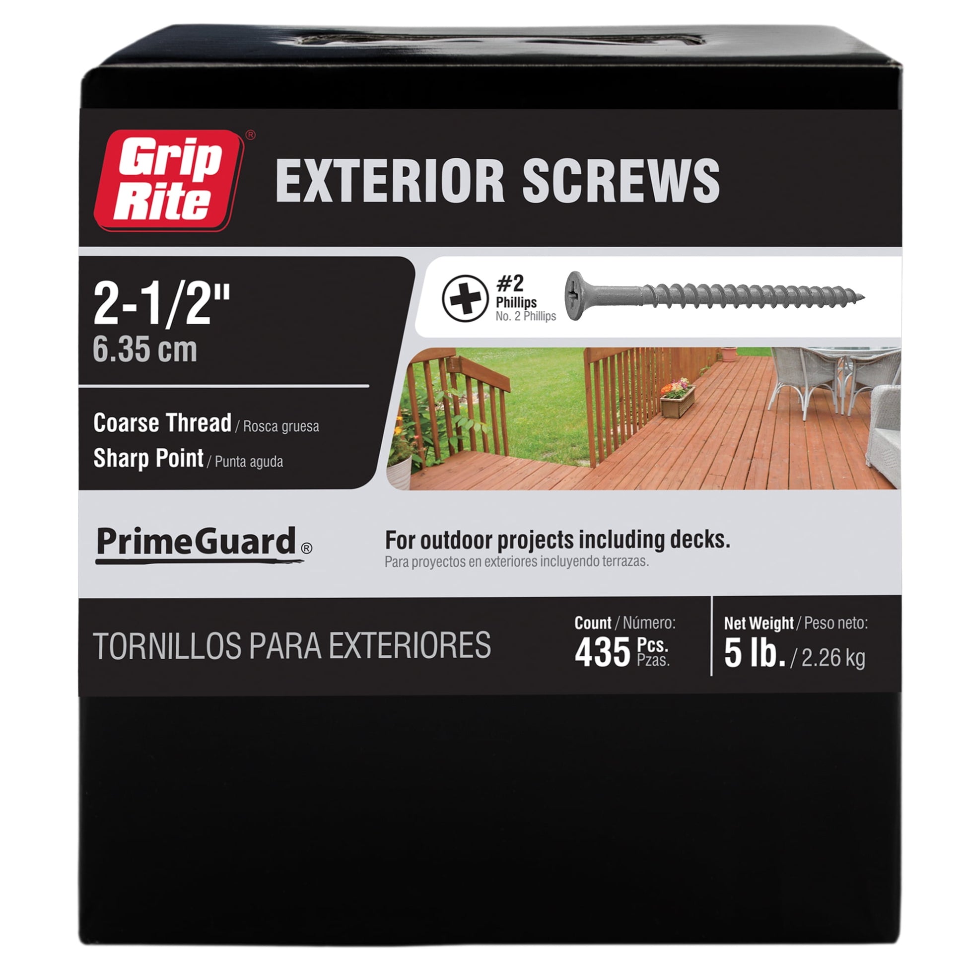 Grip-Rite PrimeGuard Ten #8 x 2-1/2 in. Wood to Wood Deck Screw 5 lb.