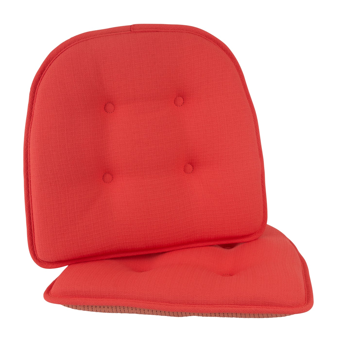 Gripper Non-Slip 15" x 16" Omega Tufted Chair Cushions, Set of 2, Coral
