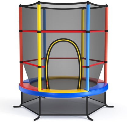 Gymax 55'' Recreational Trampoline for Kids Toddler Trampoline w/ Enclosure Net Navy