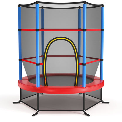 Gymax 55'' Recreational Trampoline for Kids Toddler Trampoline w/ Enclosure Net Navy